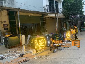 Xưởng gia công biển quảng cáo khu đô thị Mailand Hanoi City bằng chữ mica lọng nhôm sáng đèn